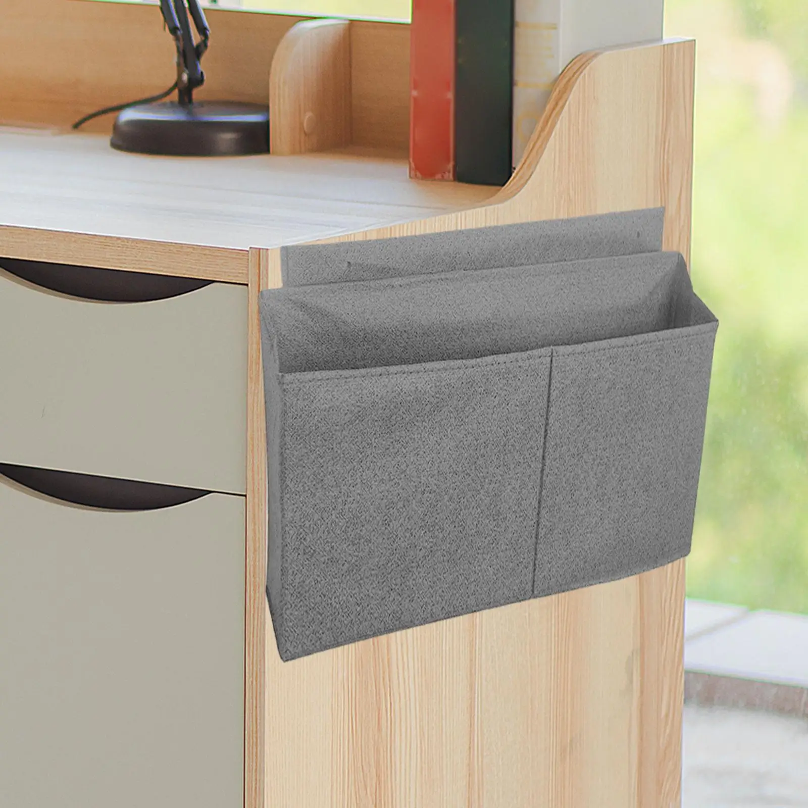 Bed Organizer Table Hanging Bag Pouch 2 Pocket Sections Magazine Rack Multipurpose Bedside Storage Pocket for Room Dorm Office