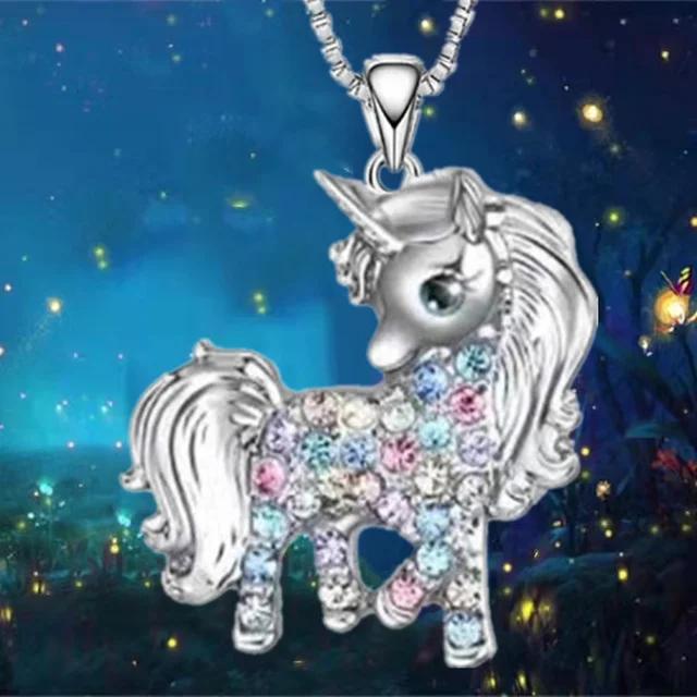 Fashion Zircon Unicorn Necklace Heart Crystal Pendant Engagement Necklaces  for Women Animal Jewelry Birthday Anniversary Gift - AliExpress