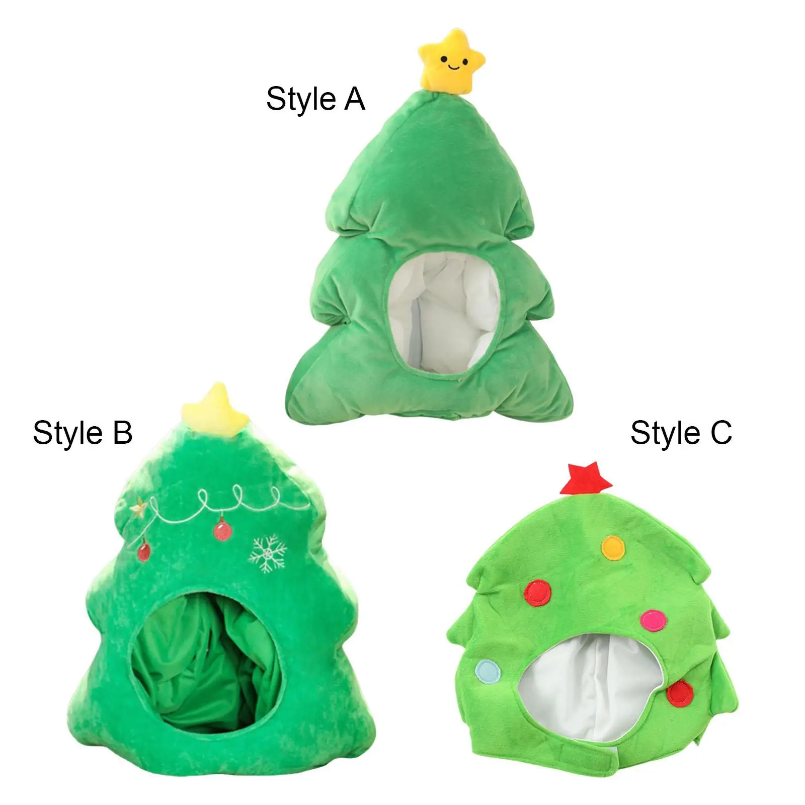 Warm Christmas Tree Plush Hat Headgear Adult Kids Comfortable for New Year