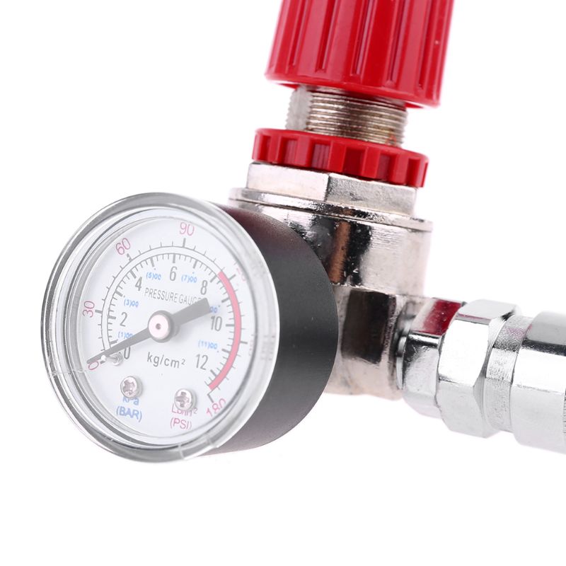 Luft kompressor Druckregler mit Messuhr 0-100 psi Luft manometer 0-12bar Edelstahl Manometer langlebig – Detail 3