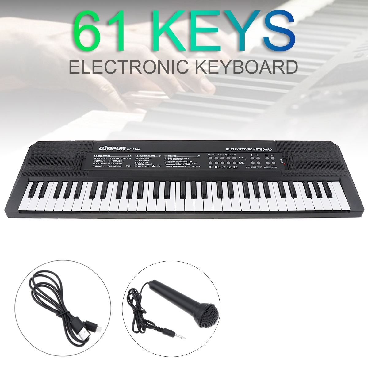 Title 1, Electronic Keyboard Piano 61 Keys USB Digital M...