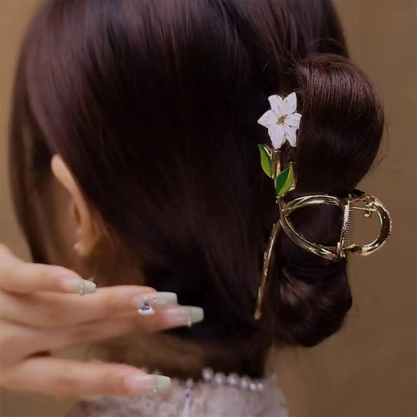 Elegant Women Hair Claws Clip Hair Jaw Clamp Floral Decorative Non Slip Lady