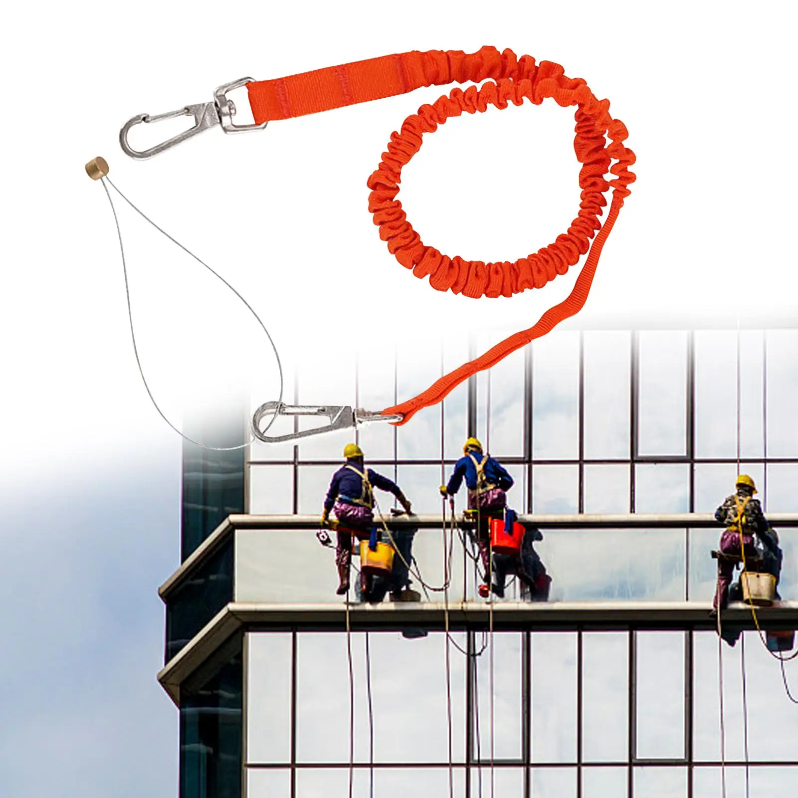 Climbing Restraint Lanyard Fall Protection with Two Buckles Strap Protective Equipment Cord Lanyards for Rappelling Outdoor