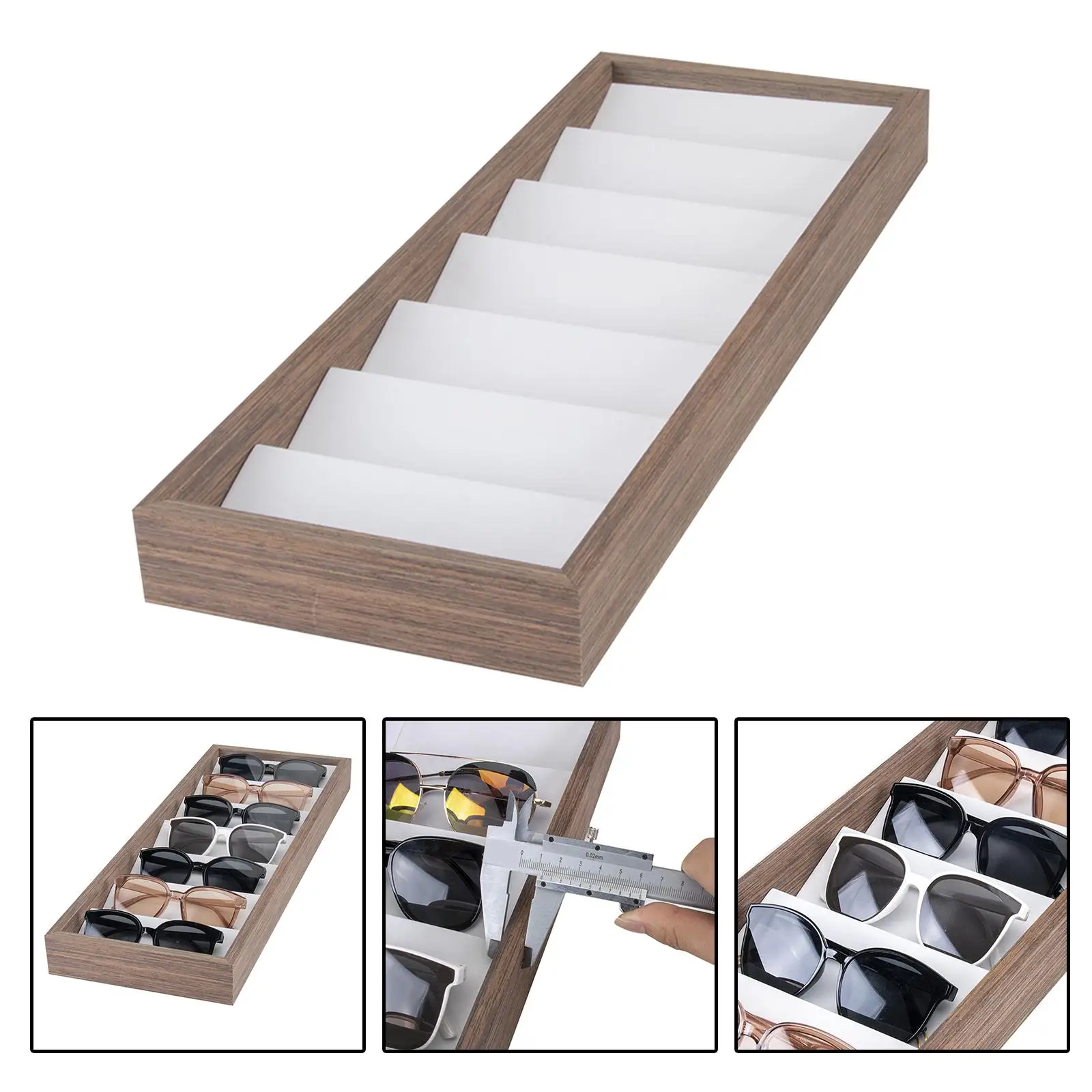 7 Compartment Glasses Storage Box Modern Velvet Lining Storage Case Eyeglasses