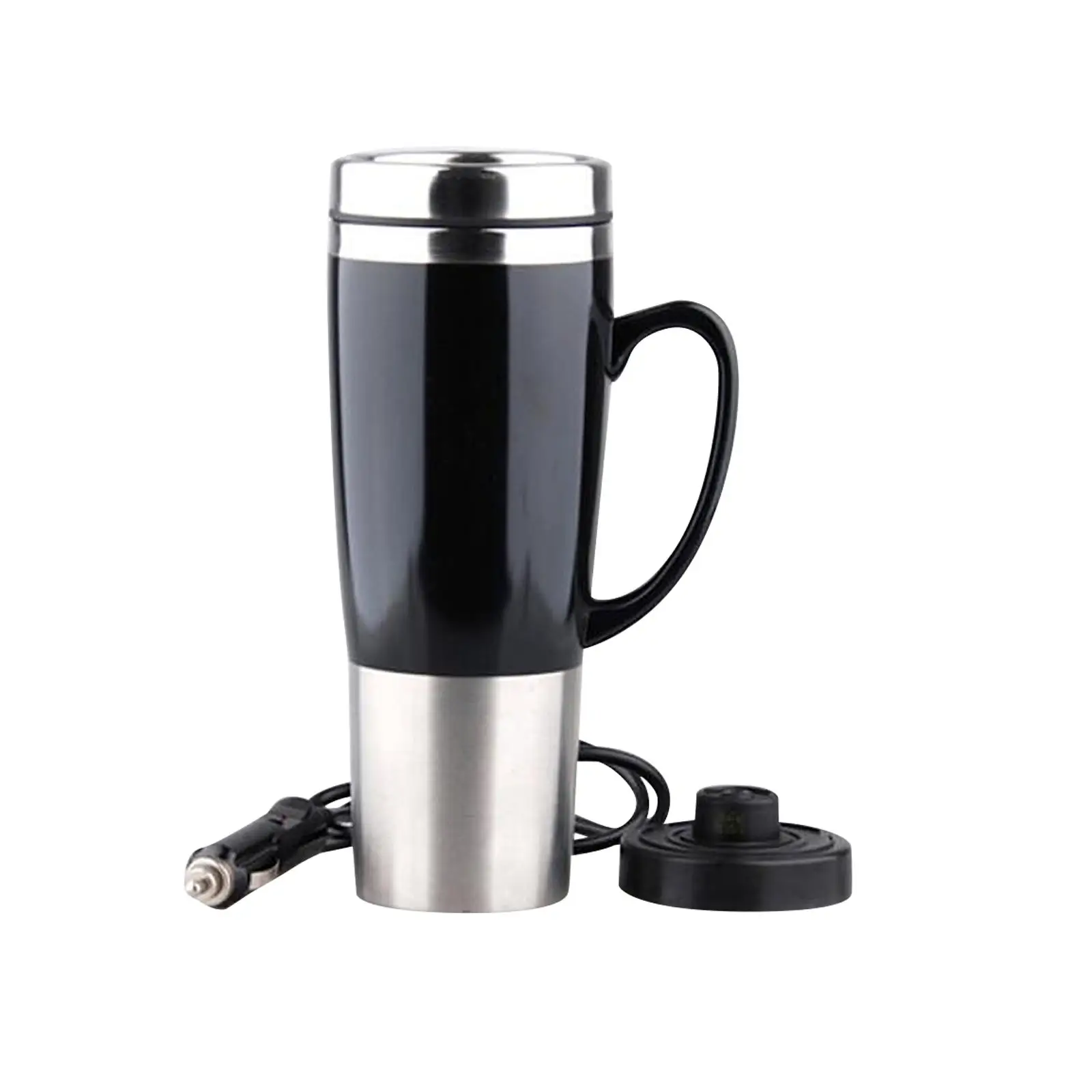 Travel Coffee Mug with Handle Teapot Portable Stainless Steel Tumbler Keep Milk Warm 450ml 50W Hot Water Heater Mug for Car