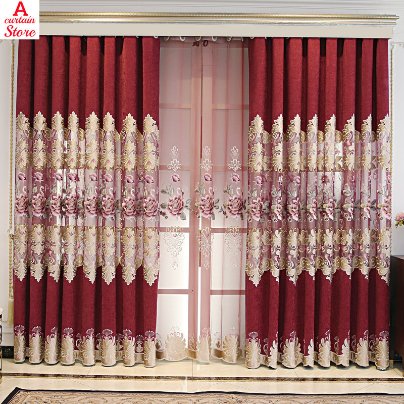 Title 6, Luxury Red Blackout Curtains for Living Room an...