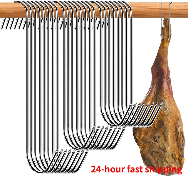 50pc Stainless Steel S Butcher's Meat Hook Tool for Hot and Cold Butchering  Hunting Chicken BBQ Pork Sausage Bacon Grill Hook - AliExpress
