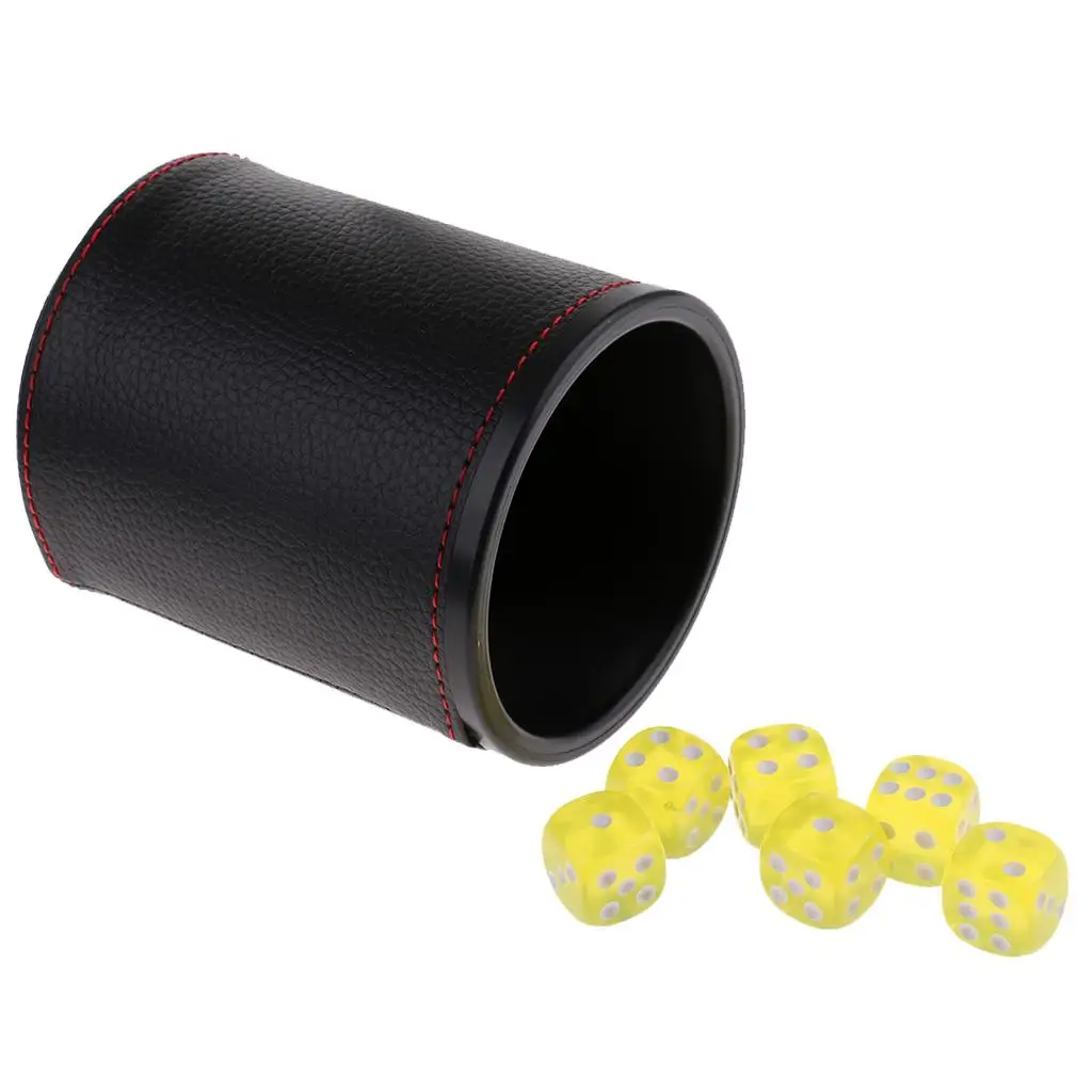 6pcs Dices with Leather Cup KTV Bar Game Set Toy