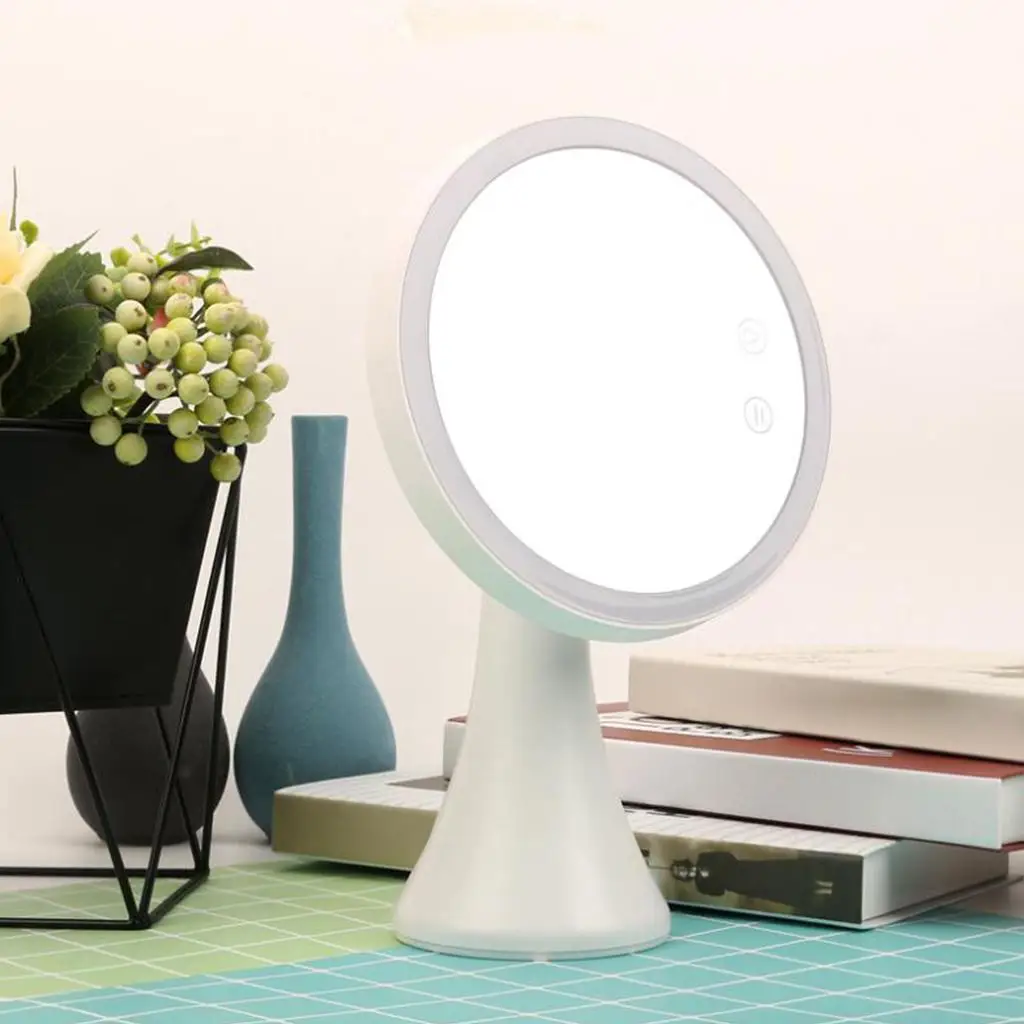 LED Light Mirror Rechargeable Dimmable Tabletop Daylight Portable