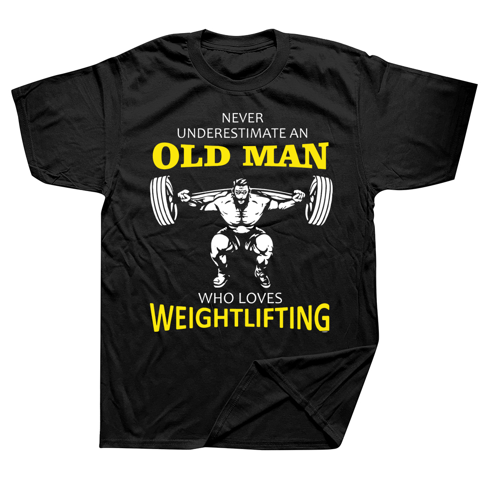 Lustige alte Mann Gewichtheben T-Shirts Grafik Baumwolle Streetwear Kurzarm Geburtstagsgeschenke Sommer Stil T-Shirt Herrenbekleidung – Detail 2