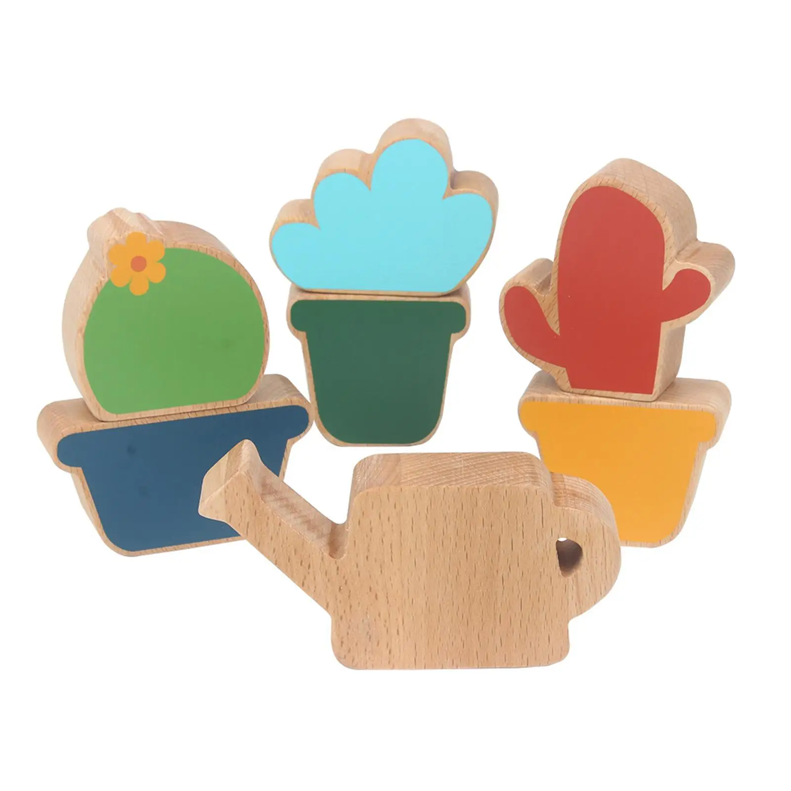 7 Pieces Wooden Potted Balance Blocks Preschool Learning Board Games for Boys Girls