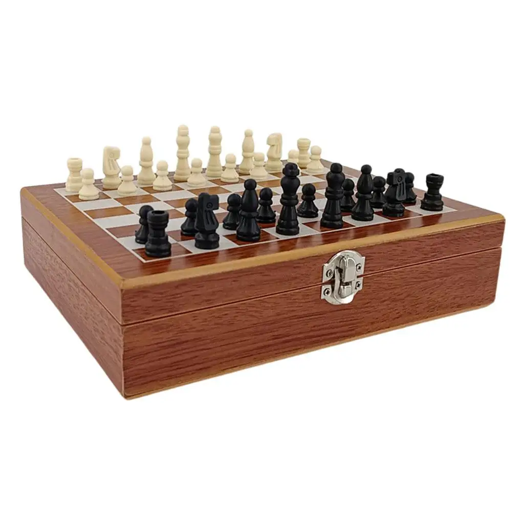 2 In 1 International Chess & Dominoes Set Portable Magnetic Wcooden Chess Set Board Games Entertainment Chess For Outdoor Party