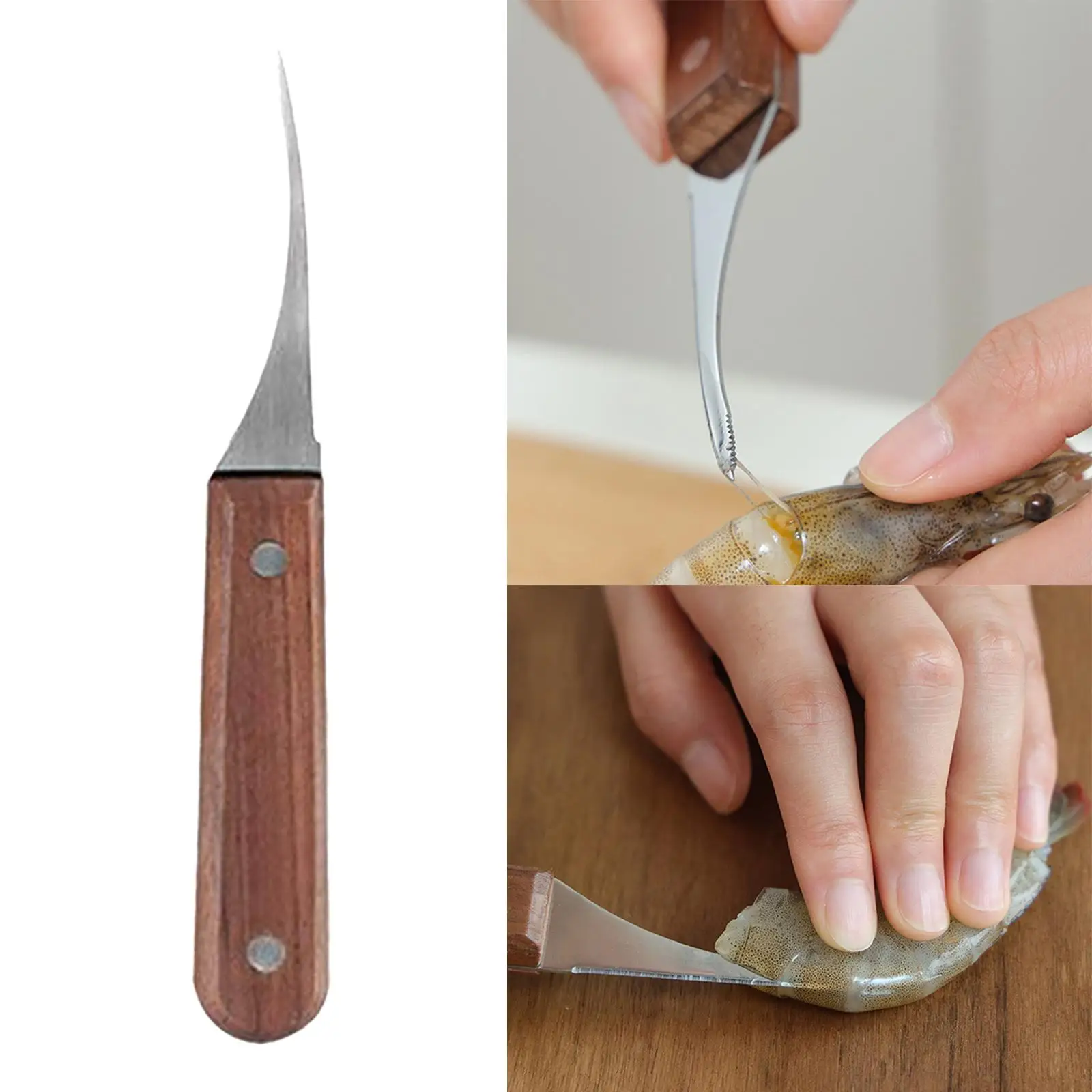 Shrimp Peeler Crab with Wooden Handle Prawn Deveiner Stripper Separator