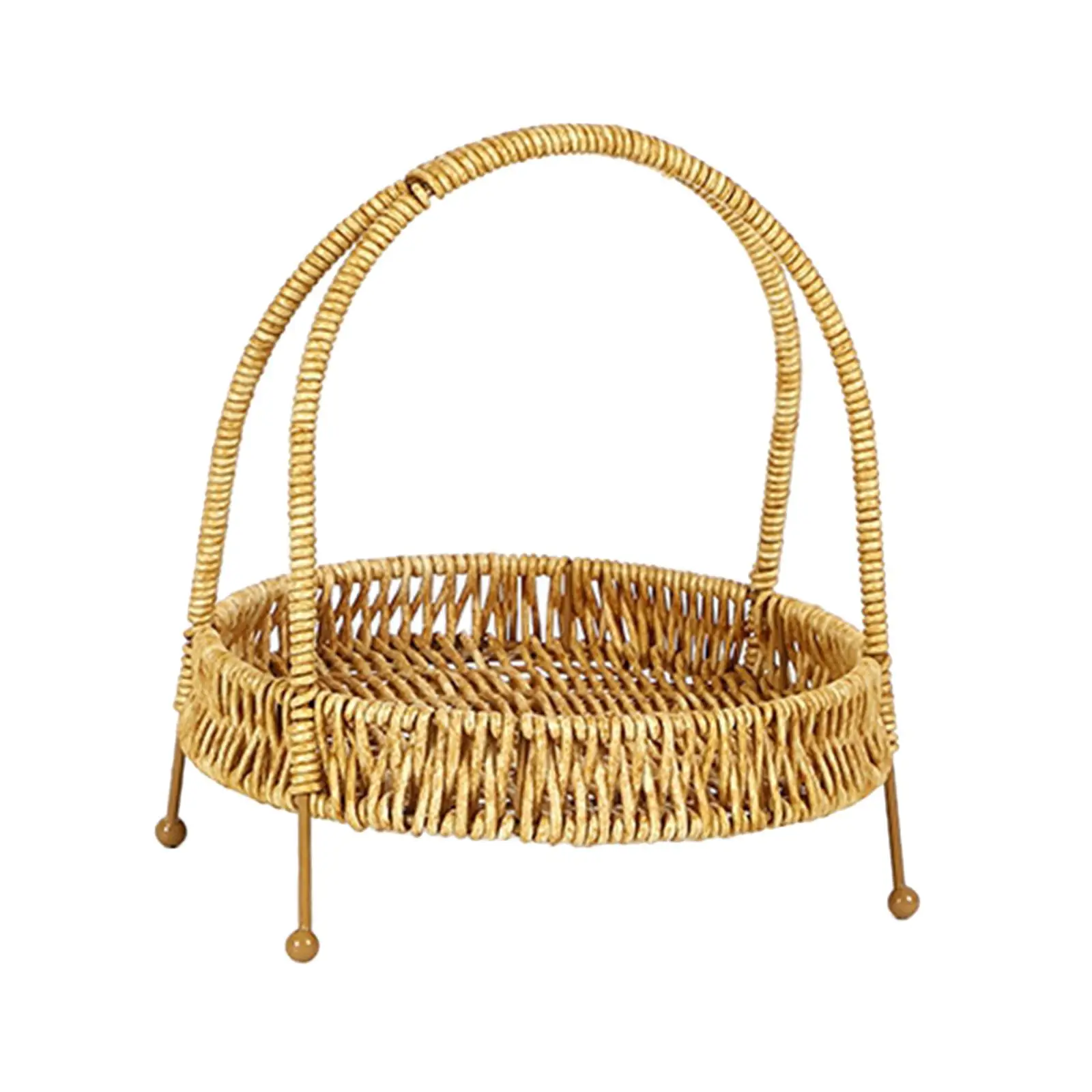 Multipurpose Imitation Rattan Woven Basket Bread Basket for Park Outdoor