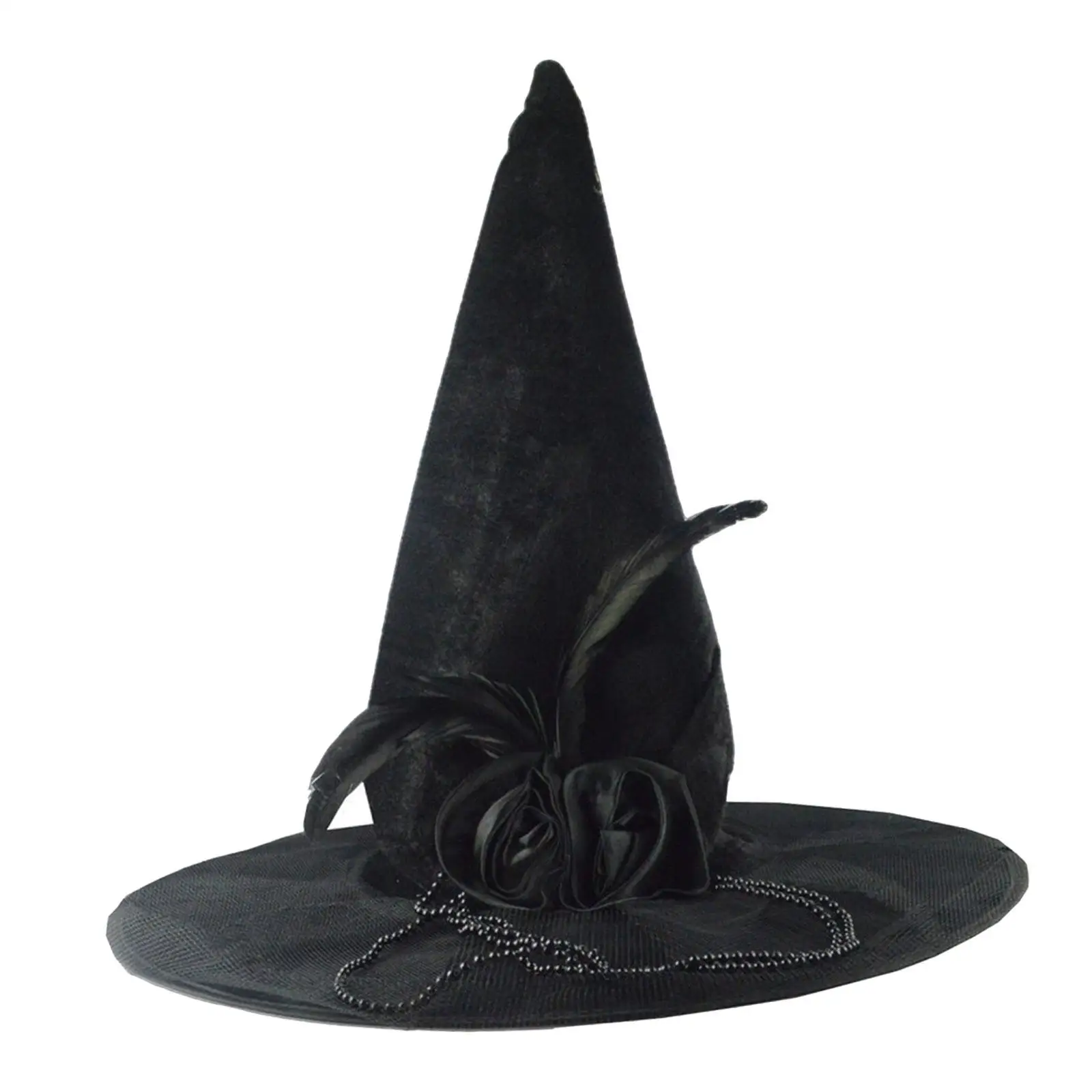 Halloween Witch Hat Novelty Black Women Decorative Pointed Top Hat for Fancy Dress Party Stage Performance Photo Props