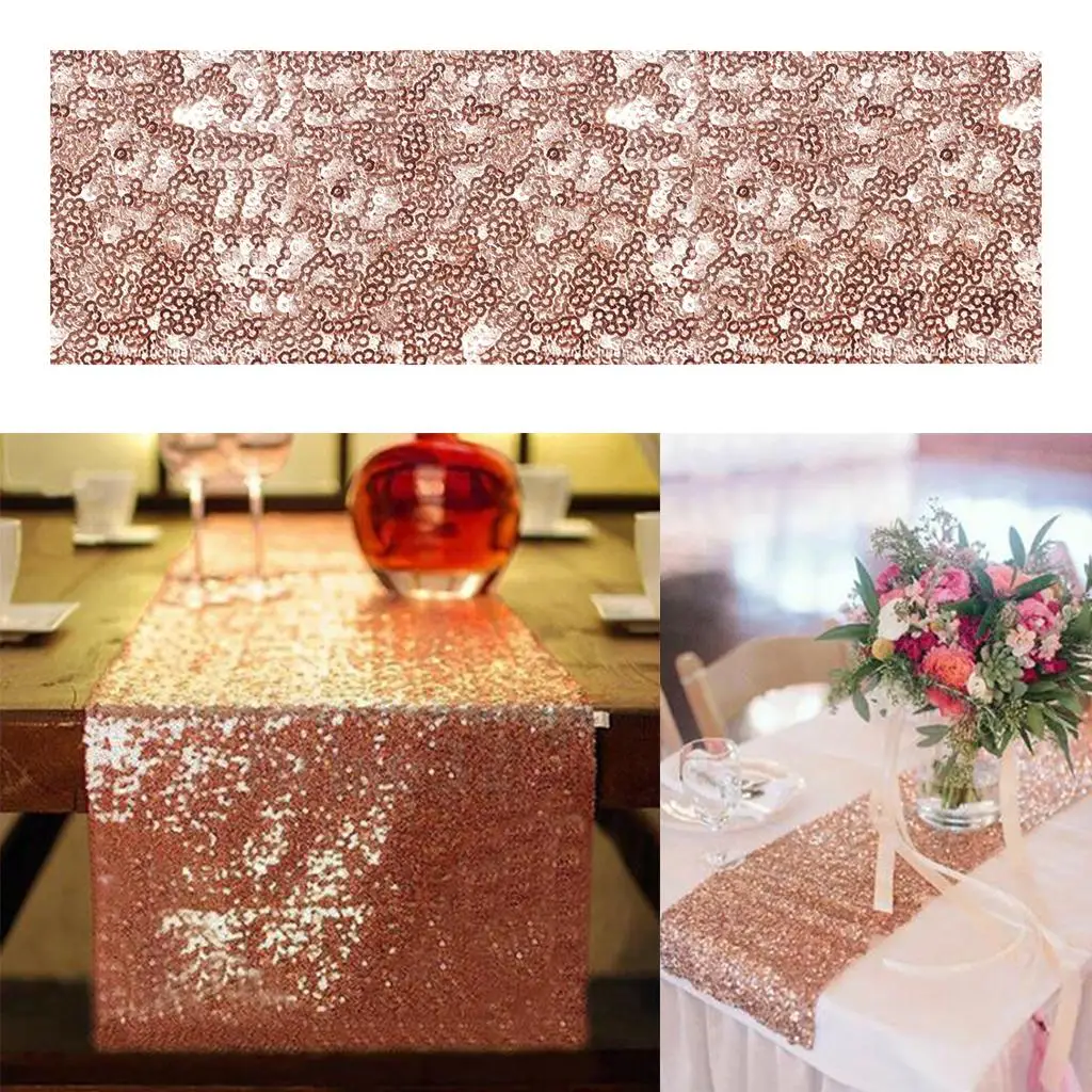 Glitter Rose  Sequin  Cloth Material Wedding Party Banquet Decor 12