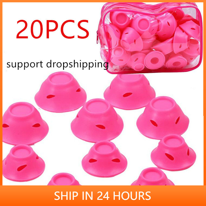 Best of 20PCS Pink Blue Silicone Hair Curler Soft Rubber Hair Care Rollers No Heat Hair Styling Tool Dropshipping 20 # Reviews & Tips