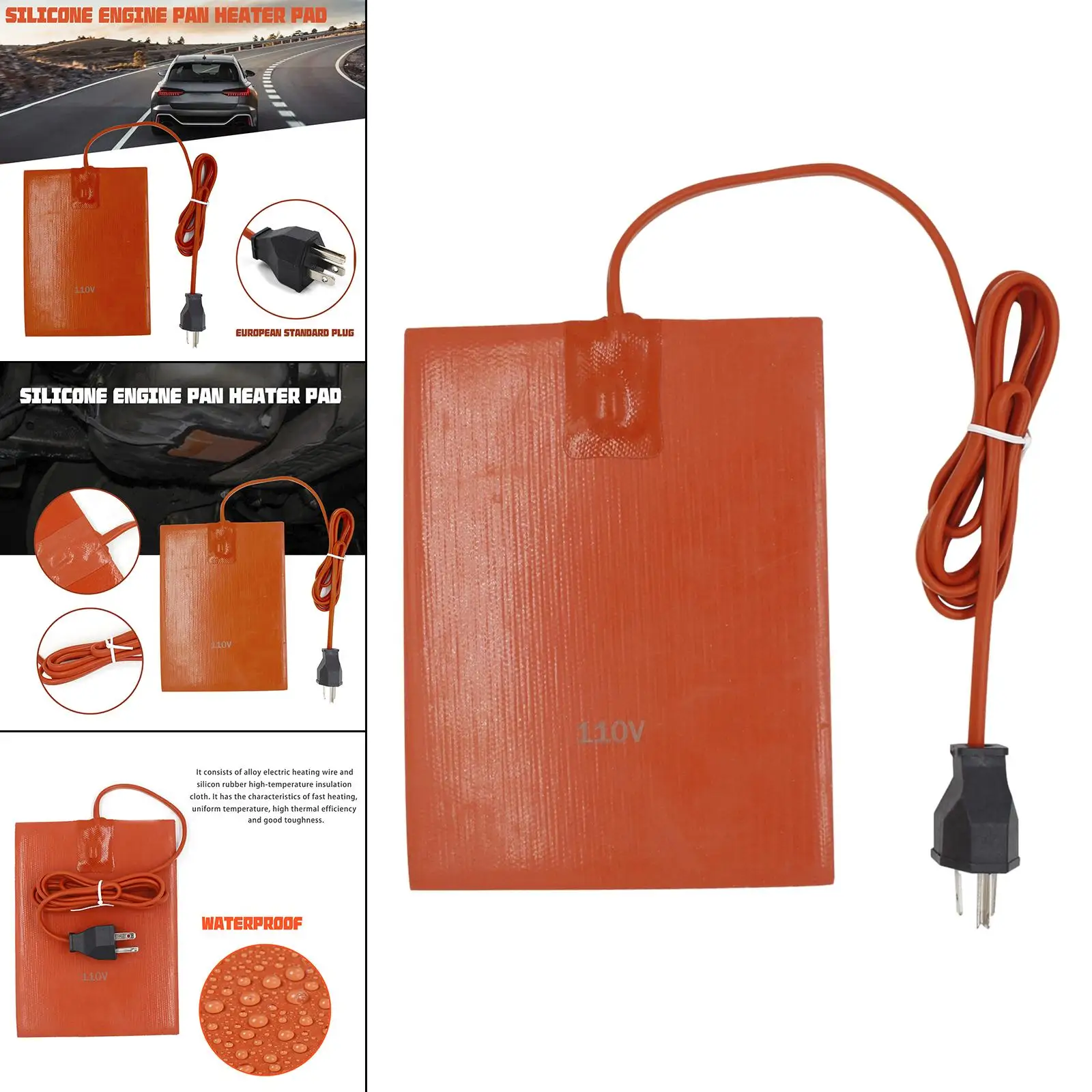 Car Engine Heating Oil Pan Heater Pad 15x20cm Oil Fuel Tank Engine Block Silicone Heating Pad Cord Hot Pad 110V US