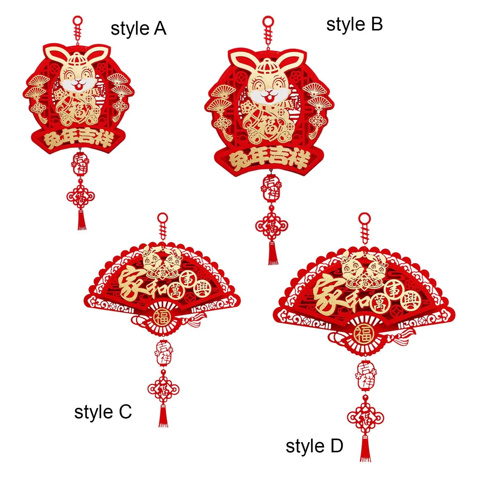 Traditional Chinese New Year Decorations Hanging Ornaments Tassel Charm 2023 Rabbit Year for Office Home Decorative