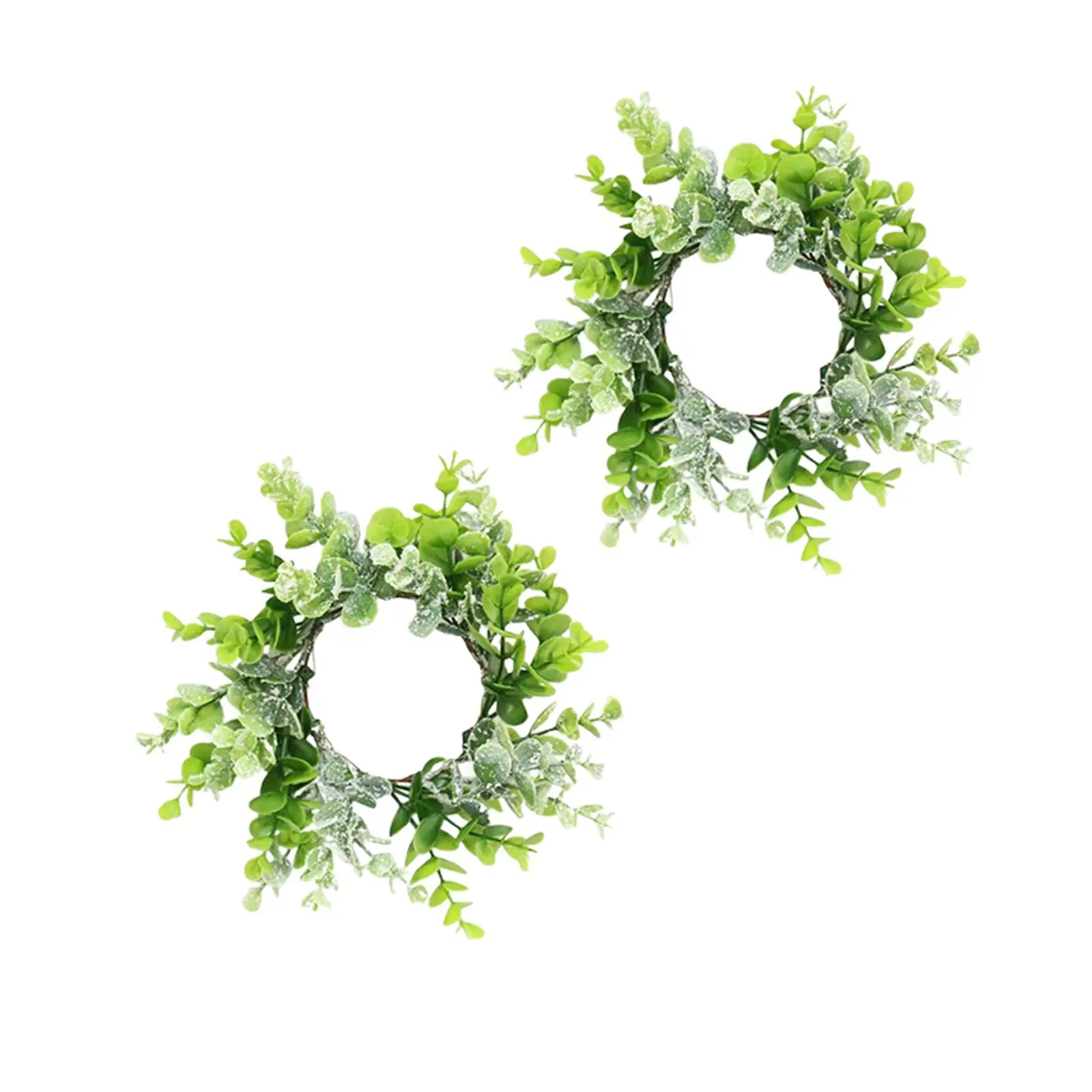 2x Artificial Garland Door Hanging Beautiful Floral Hoop Green Leaves Wreath for Farmhouse Porch Garden Home Window