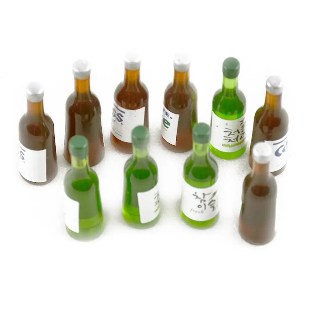 1/12 Scale Resin Drink Beer Bottles Miniatures Toys Green Dollhouse
