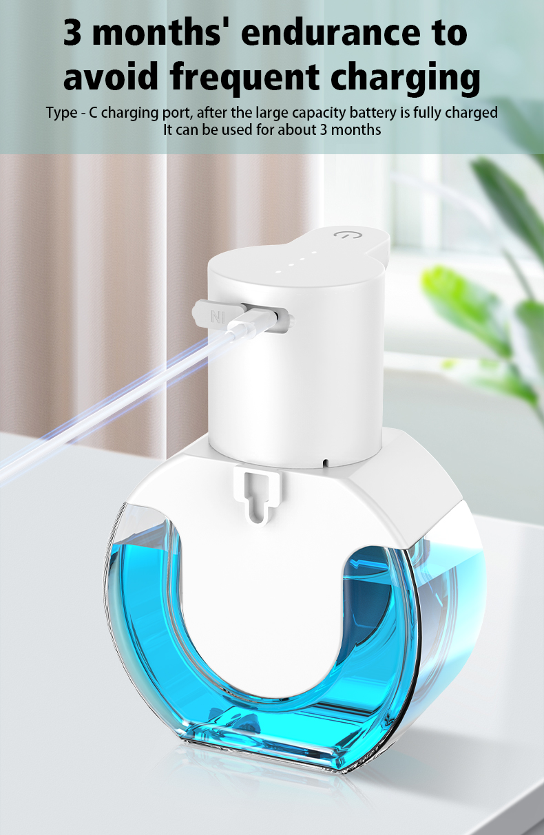 Soap Dispensers Touchless Automatic Foam Bathroom Smart Washing Hand Machine with USB Charging White High Quality ABS Material