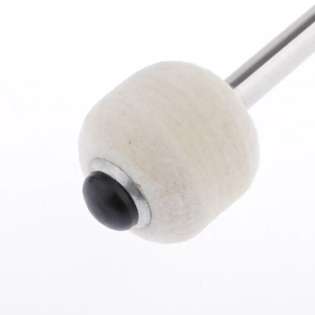 Bass Drum Mallet with Wool Felt Head Instrument Percussion Accessory for Marching Band Bass Drum, Alloy Steel Handle