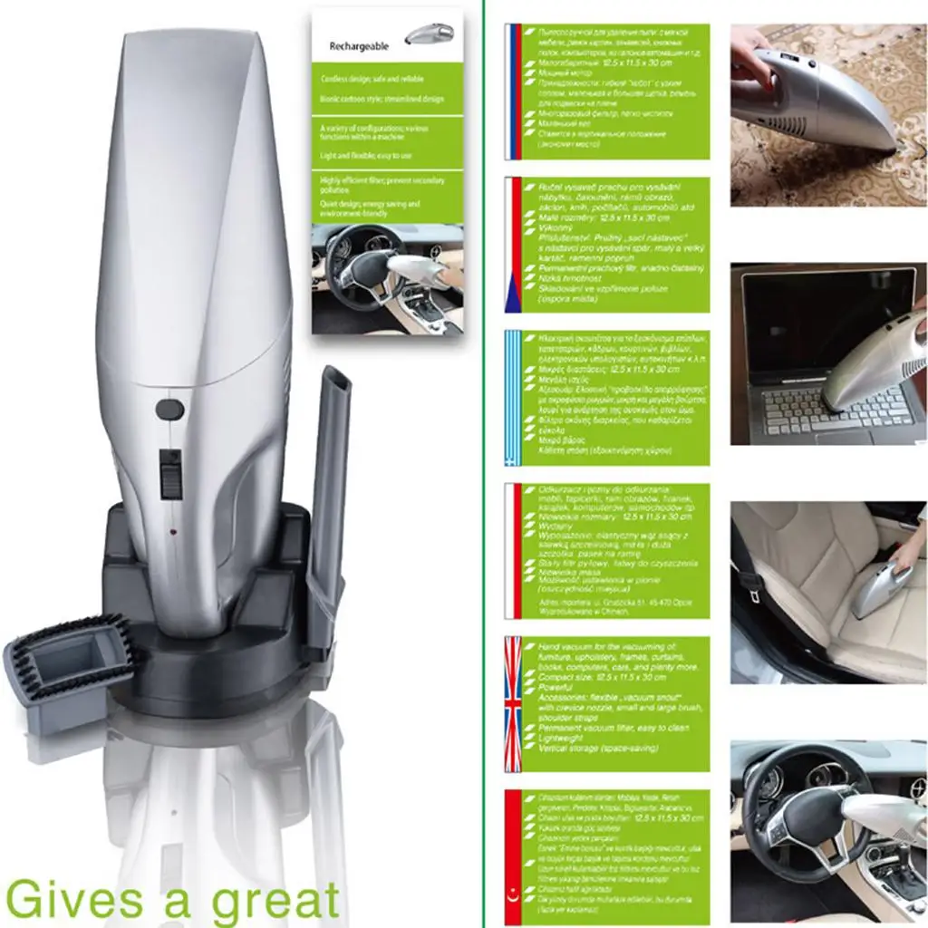 Cordless Car Vacuum Cleaner Wet Dry Duster Low Noise Portable For Auto