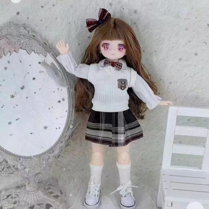 30cm Kawaii BJD Doll Girl 6 Points Joint Movable Doll with Fashion Clothes Soft Hair Dress Up Girl Toys Birthday Gift Doll New