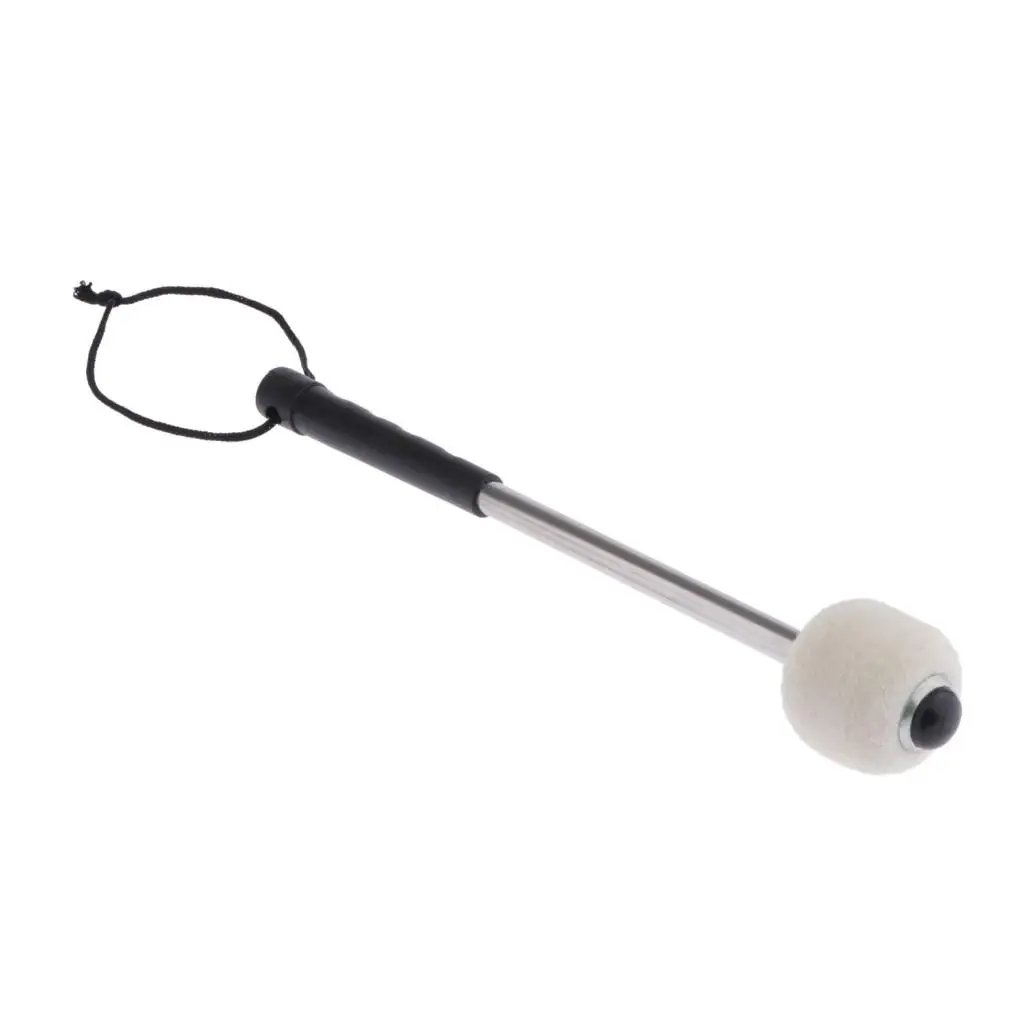 Bass Drum Mallet with Wool Felt Head Instrument Percussion Accessory for Marching Band Bass Drum, Alloy Steel Handle