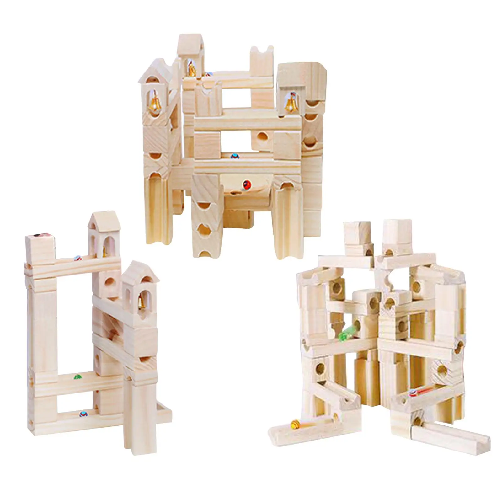 Wood Marble Run Building Blocks Set Early Educational for Birthday Gift Kids