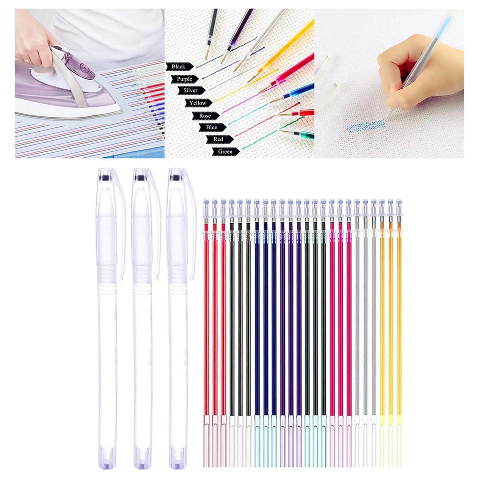 Portable Heat Erasable Pen Refills Fabric Marker DIY Replaceable Refills Vanishing for Tailors Quilting Embroidery Dressmaking