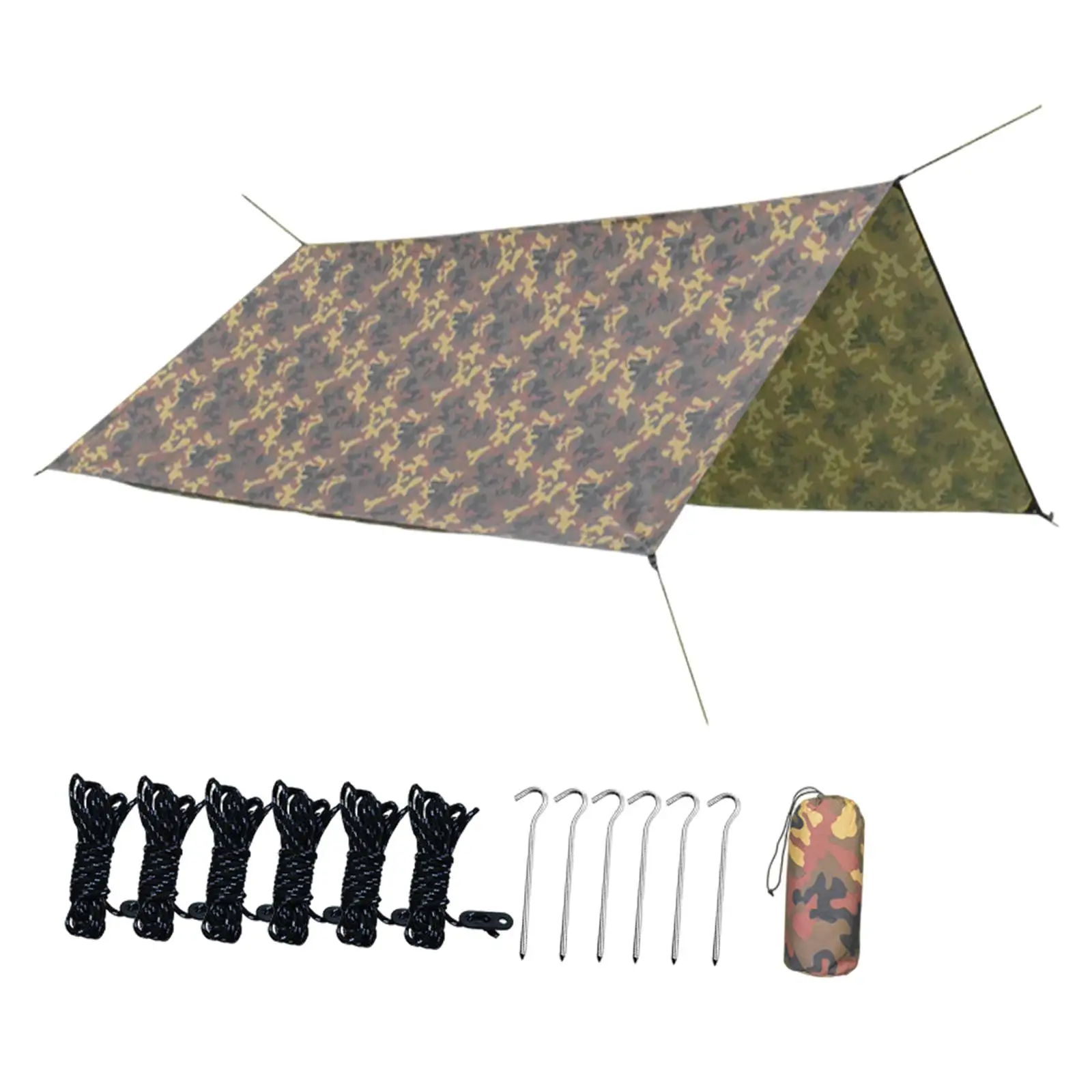 Portable Camping Tent Tarp Sun Shelter Hammock Rain Fly Picnic Mat Hanging Sun Shade for Backyard Canopy Survival Garden Yard