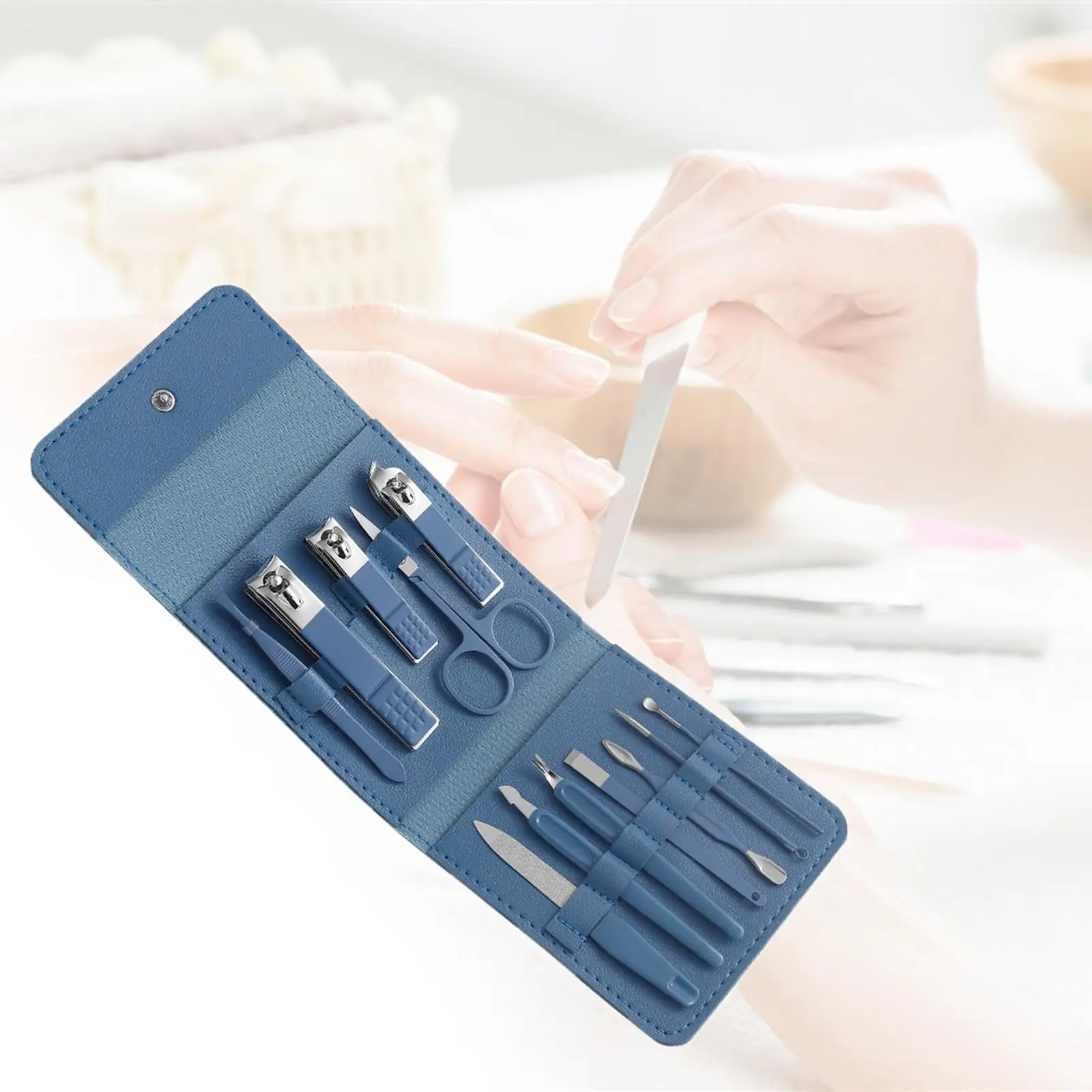 12Pcs Manicure Set Toenail Trimmer Scissors Ear Spoon Household Nail Clipper Kit with PU Leather Bag Sharp Tweezers Pedicure Kit
