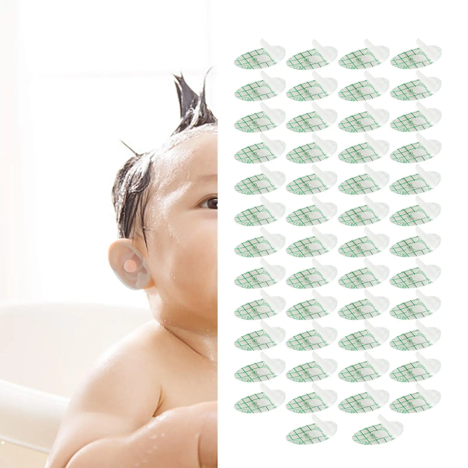 50x Waterproof Baby Ear Stickers Transparent Adhesive Wear Resistant Ears Protector Covers for Surfing Snorkeling Kids Infants