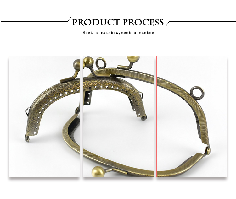 Bronze Purse Handle Semicirc Frame Purses Bags Metal Kiss Clasp Lock Sewing Handbag Handles DIY Bag Accessories