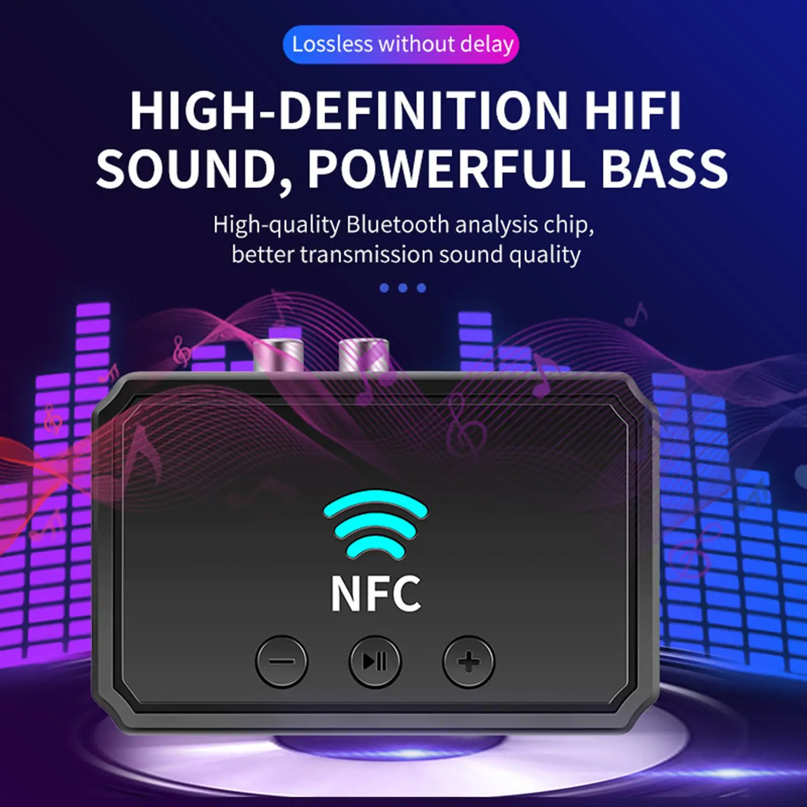 NFC Bluetooth 5.0 Audio Adapter Transmitter Support USB Sound System Stereo 3.5mm AUX or RCA Input Receiver for Phones TV Home