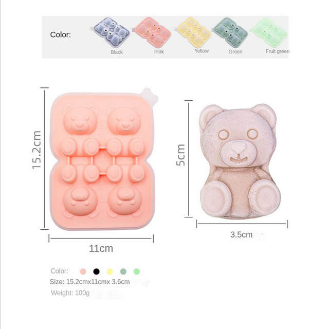 4 Grid Bear Ice Cube Mold Silicone Ice Tray Popsicle Ice Cream Frozen Ice  Ball Ice Box Ice Mold Kitchen Accessories - AliExpress