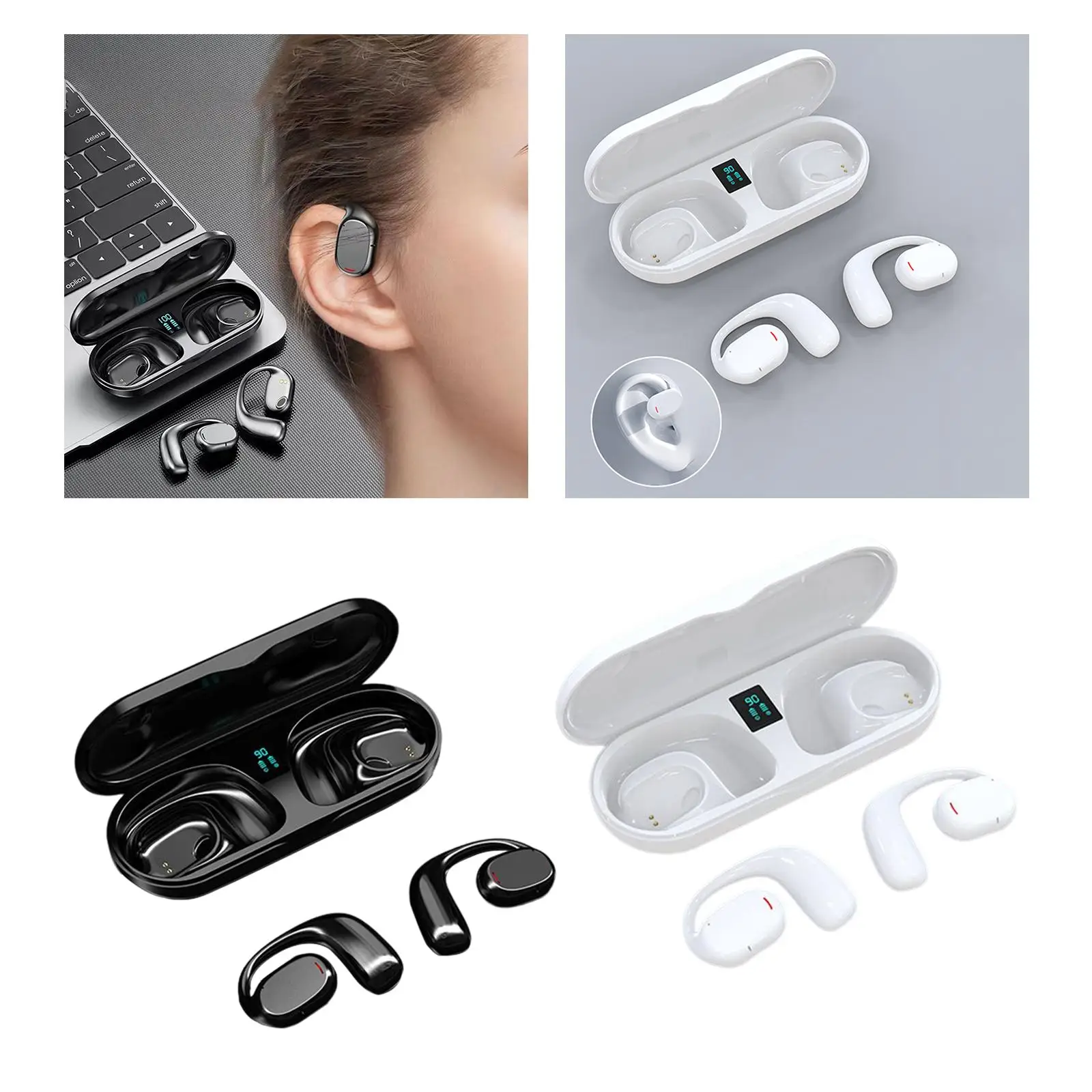 Over Ear Earphones IPX7 Waterproof Lightweight Earpiece with Charging Case Headphones Headset  for Running Sports Workout