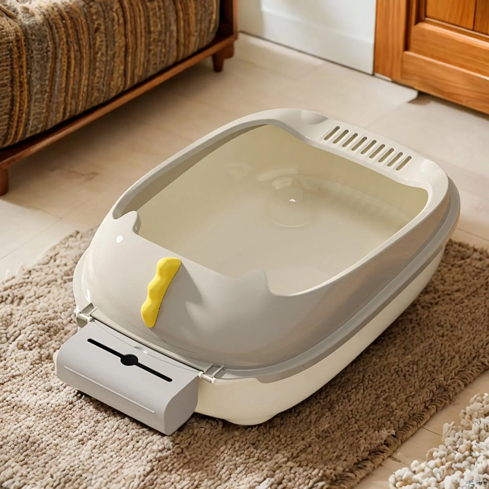 Potty Toilet Deep Loo Cage Pet Litter Tray Open Top Cat Litter Box for Small and Medium Cats Small Animals Kitty Kitten Rabbit