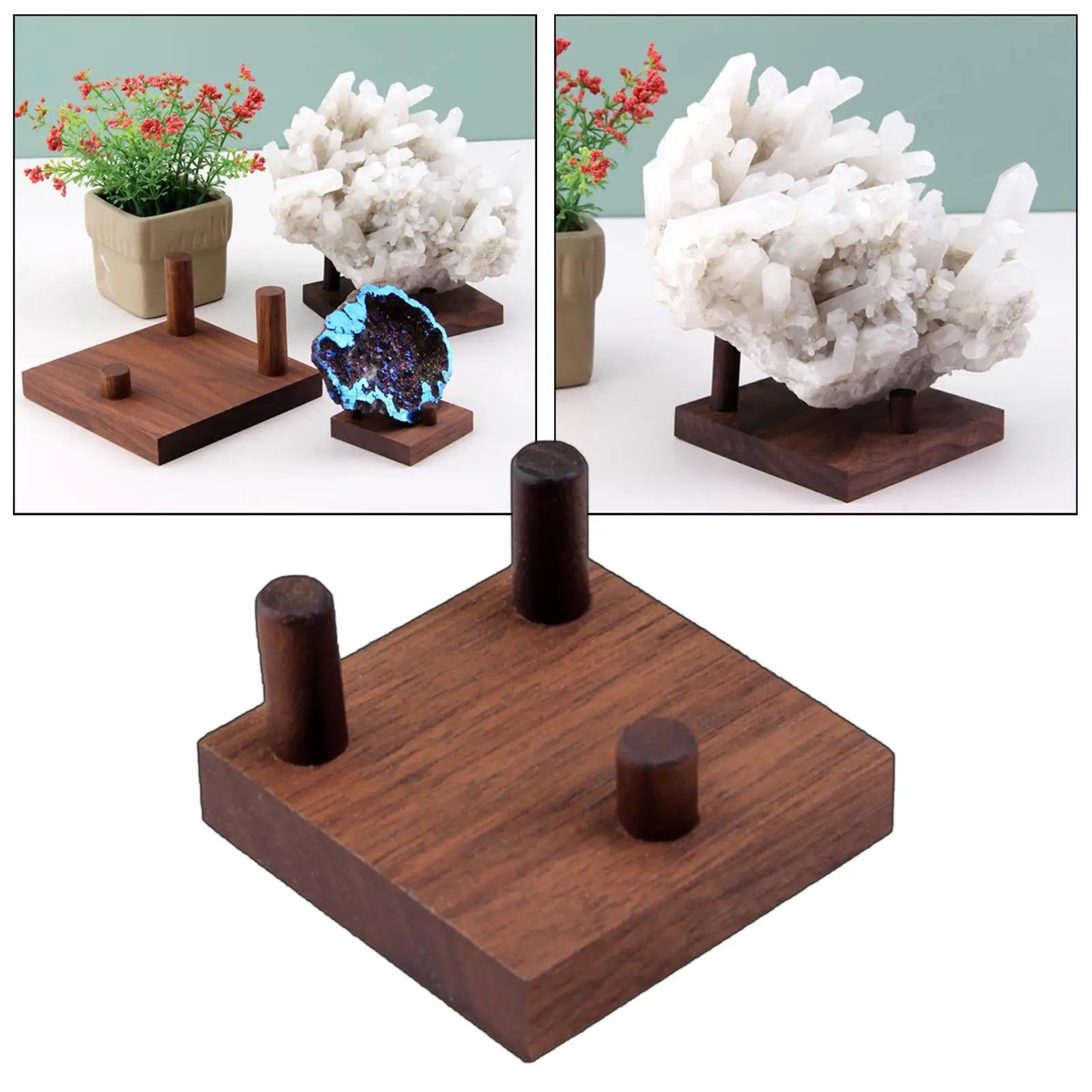 Wooden Base Decorative Display Pedestal Jewelry Painted Rocks Mineral Display
