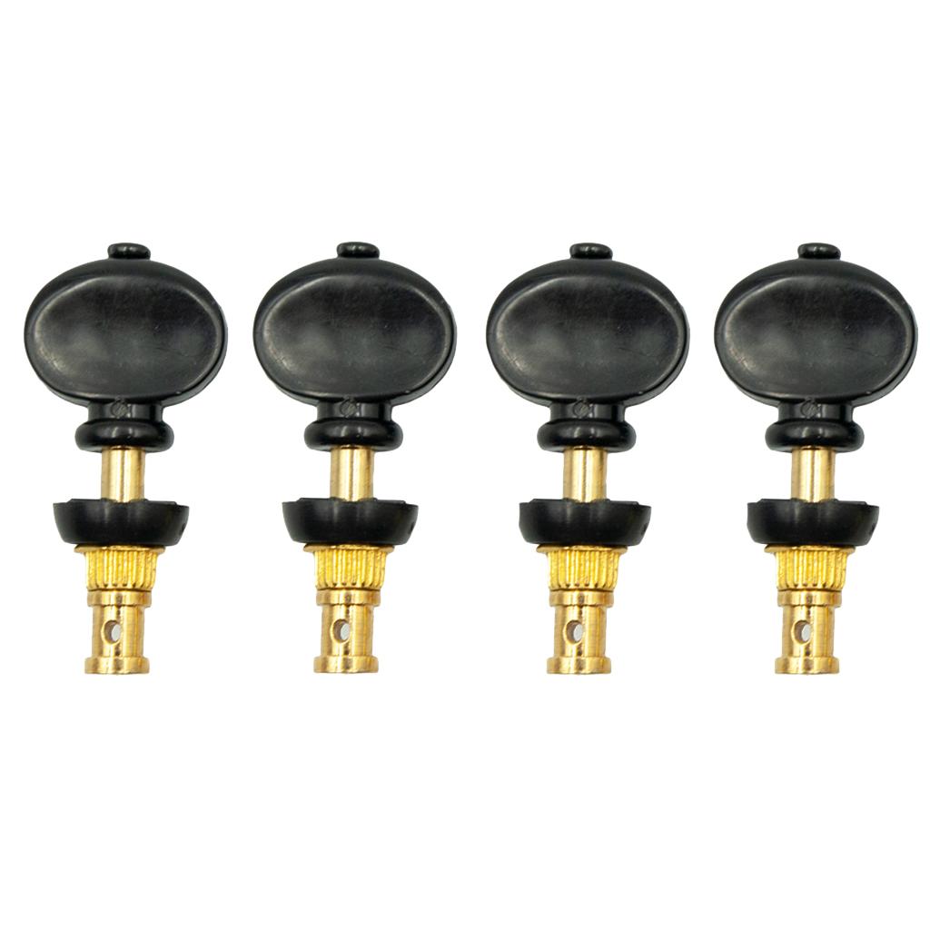 4 Pieces Straight Ukulele Strings Tuning Pegs Pin Machines  black            +Golden