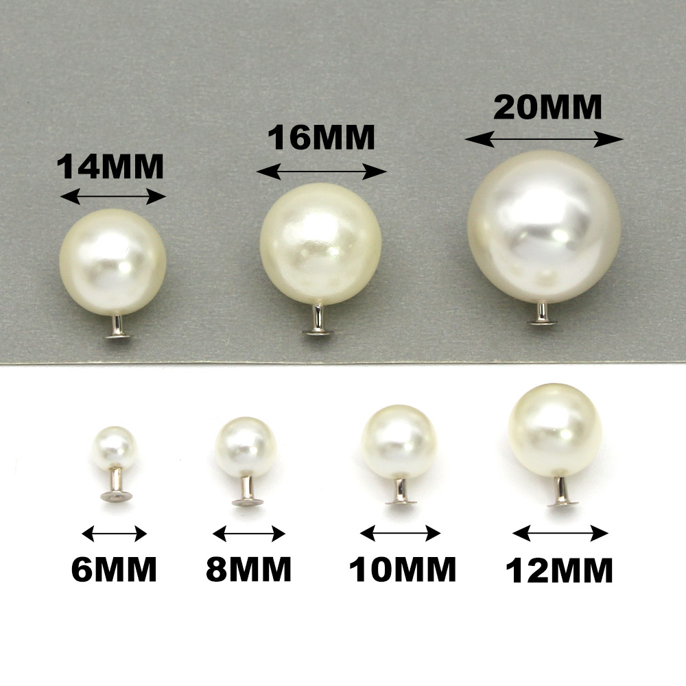 Description Picture 3 of item6mm-20mm White Pearl Rivets Crafts Beads Mix Size Pearl for Decoration Plastic Rivet Studs for Clothing Dress Garment Beads