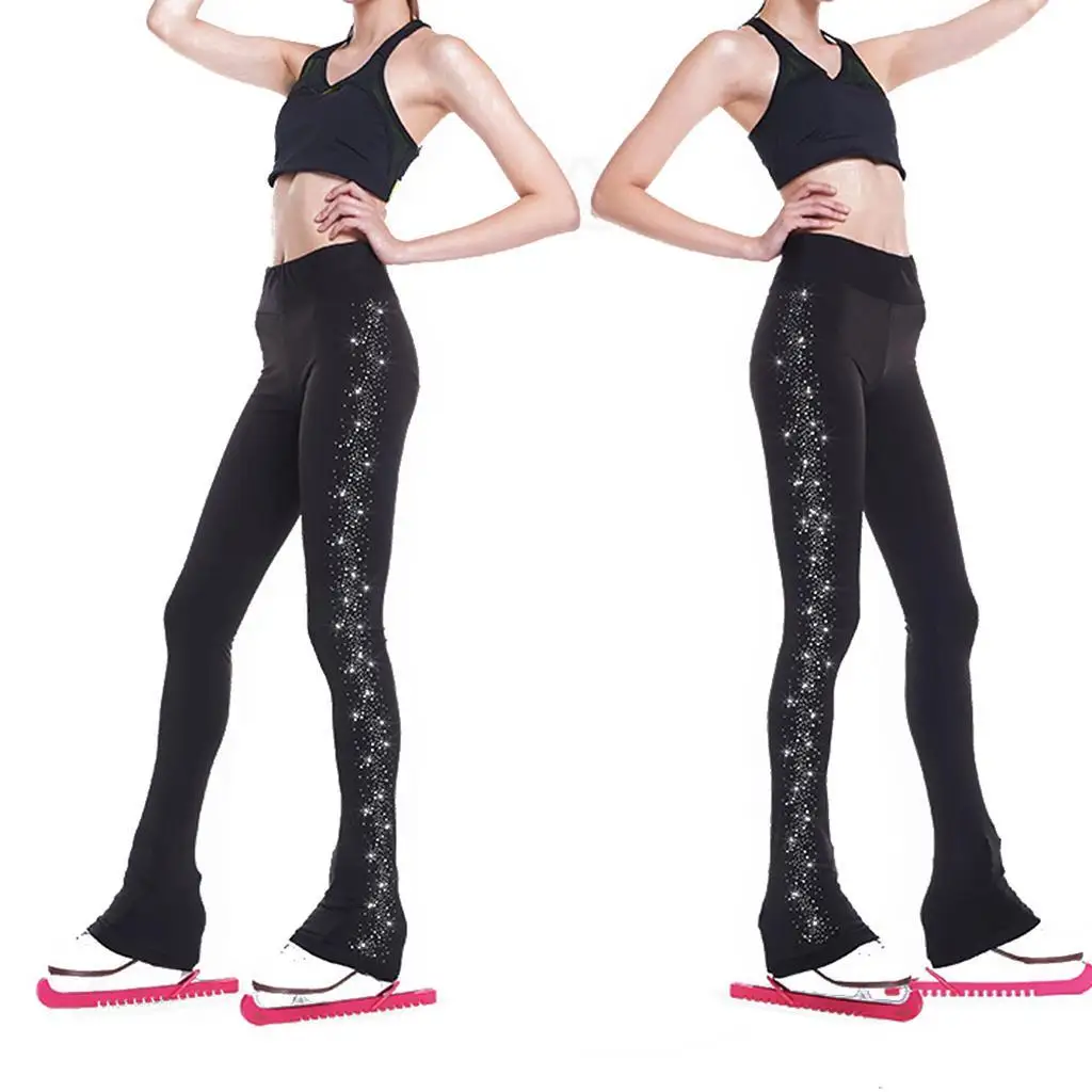 Ice Skating Leggings Skate Pants with Crystal - 9 Sizes 2 Style , for Women  Fleece, Thermal, Compression and Comforable