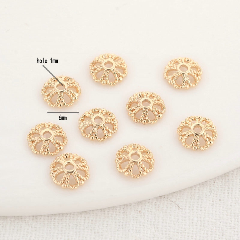 20PCS 6MM 14K Gold Überzogene Messing Blume Quaste Kappen Schmuck Machen Diy Liefert Erkenntnisse Zubehör – Detail 4