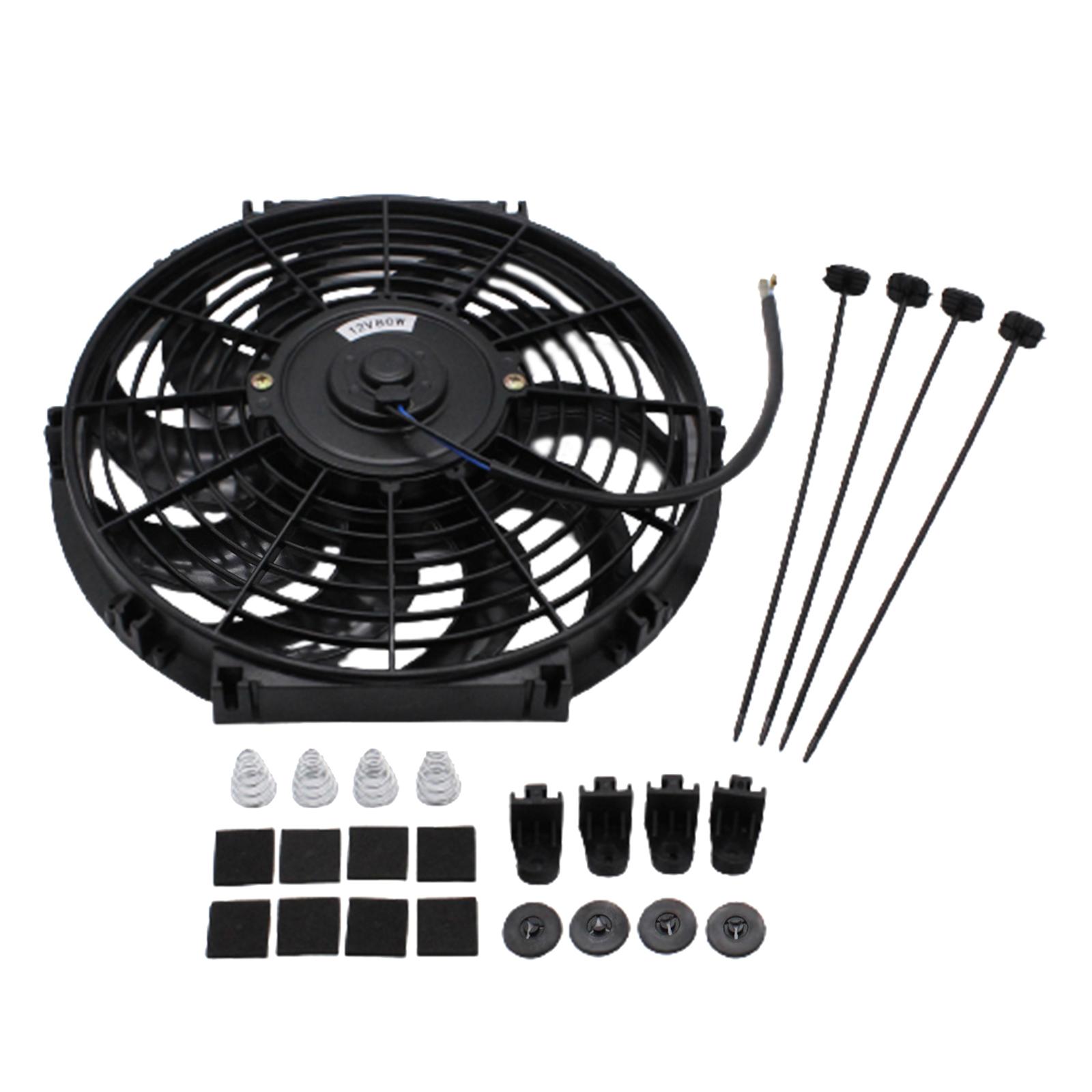 Electric Radiator Cooling Fan 12V 10 Blades with Mounting Kit Engine Cooling Device Black 12inch Universal for Truck Pickup