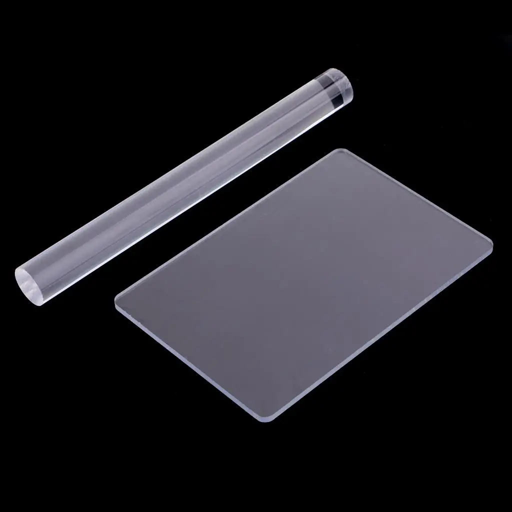 2pcs Acrylic Clay Roller with Acrylic Sheet Acrylic Clay Non-Stick Rollers for Shaping and Sculpting, Polymer Clay Tool