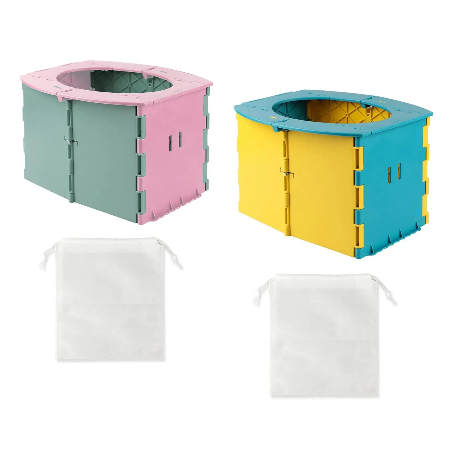 Portable Folding Toilet Bucket Toilet with Replacement Bags Travel Toilet Camping Toilet for Boat Trip Emergency Hiking Tent