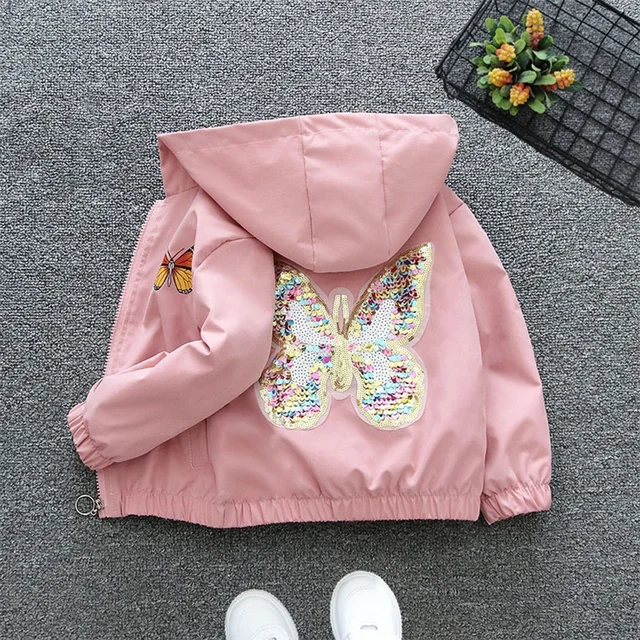 Girls Jacket 2023 Autumn Winter New Children s Hooded Coat Sequin Butterfly Zipper Jacket Children s Fashion Jacket AliExpress