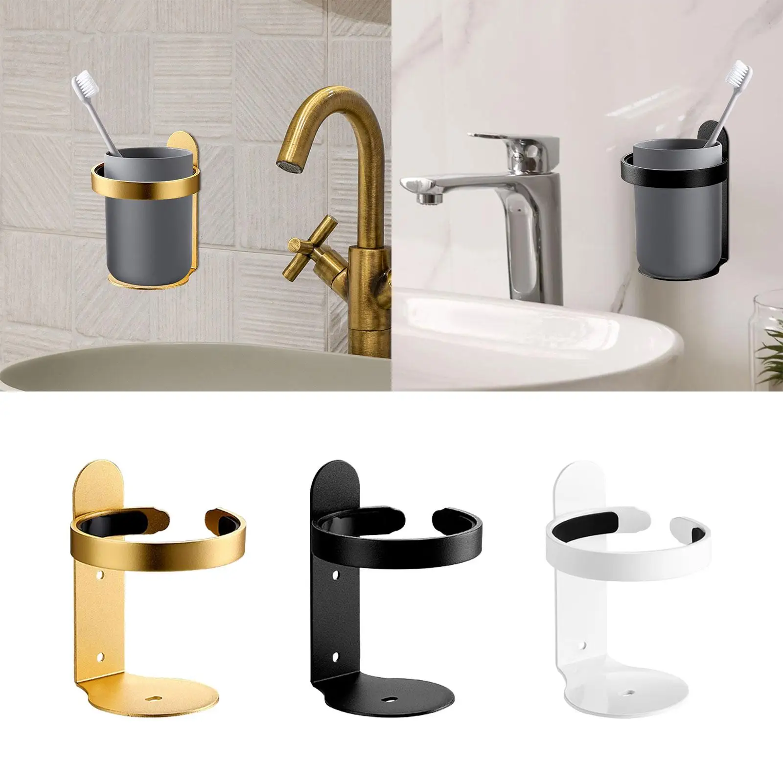 Toothbrush Holder Wall Mount Rustpoof Durable Accessories Easy to Install Aluminum Shampoo Bottle Rack Hook for Bathroom Kitchen